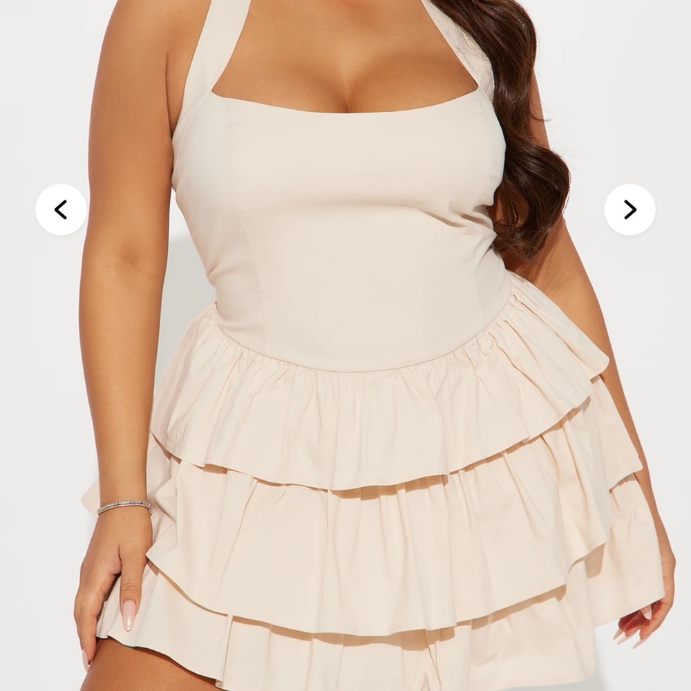 Fashion Nova Halter Ruffle Mini Dress - Peach